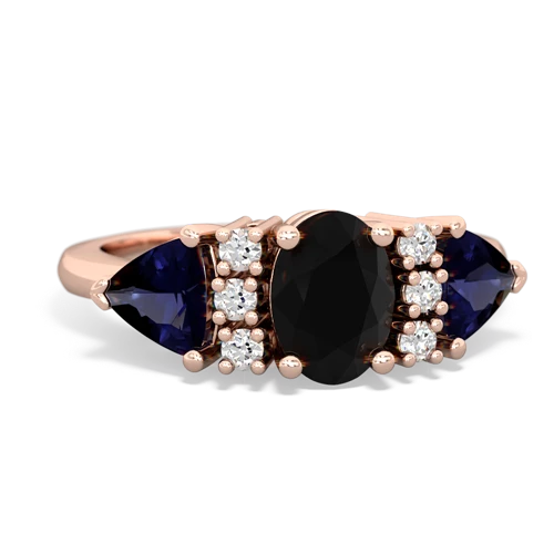 Black Onyx Genuine Black Onyx with Genuine Sapphire and Genuine Pink Tourmaline Antique Style Three Stone ring Ring