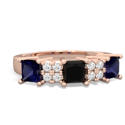 Black Onyx Genuine Black Onyx with Genuine Sapphire and Genuine Pink Tourmaline Three Stone ring Ring
