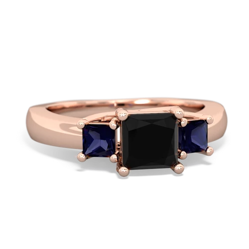 Black Onyx Genuine Black Onyx with Genuine Sapphire and  Three Stone Trellis ring Ring
