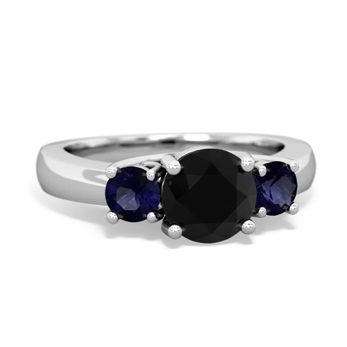 Black Onyx Genuine Black Onyx with Genuine Sapphire and  Three Stone Trellis ring Ring