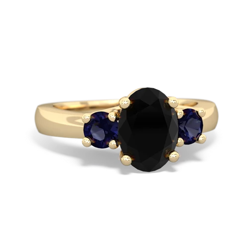 Black Onyx Genuine Black Onyx with Genuine Sapphire Three Stone Trellis ring Ring