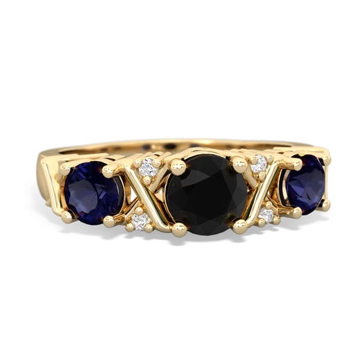 Black Onyx Genuine Black Onyx with Genuine Sapphire and Genuine Aquamarine Hugs and Kisses ring Ring
