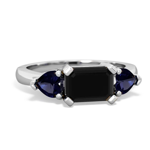 Black Onyx Genuine Black Onyx with Genuine Sapphire and Genuine Amethyst Three Stone ring Ring