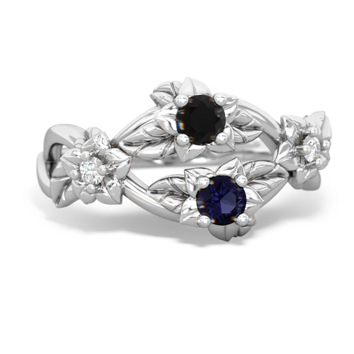 Black Onyx Genuine Black Onyx with Genuine Sapphire Sparkling Bouquet ring Ring