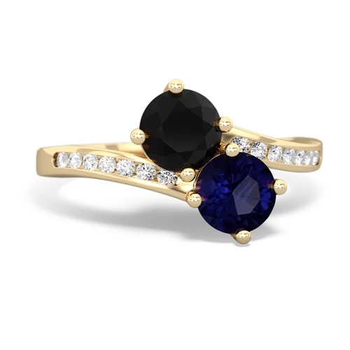 onyx-sapphire two stone channel ring