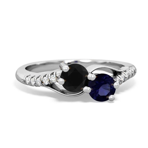 Black Onyx Genuine Black Onyx with Genuine Sapphire Two Stone Infinity ring Ring