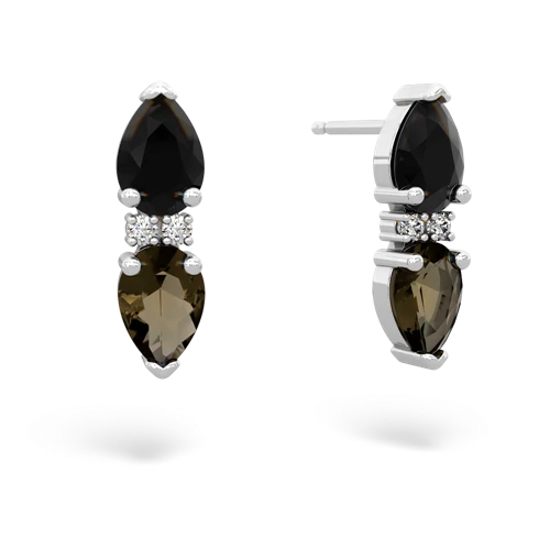 onyx-smoky quartz bowtie earrings