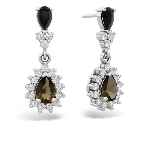 onyx-smoky quartz dangle earrings