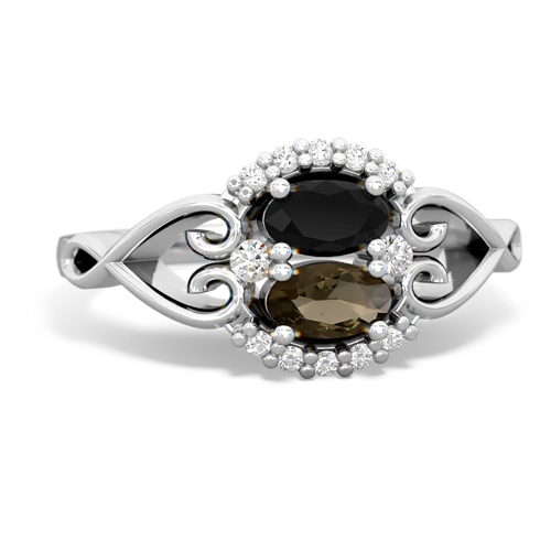 onyx-smoky quartz antique keepsake ring