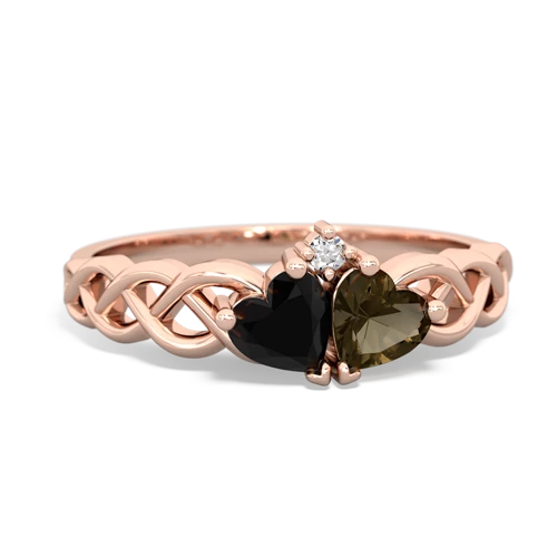 onyx-smoky quartz celtic braid ring