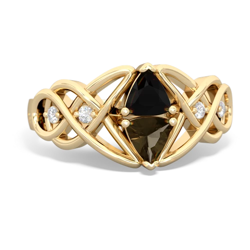 onyx-smoky quartz celtic knot ring