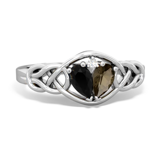 onyx-smoky quartz celtic knot ring