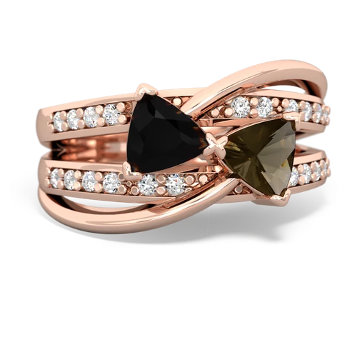 onyx-smoky quartz couture ring
