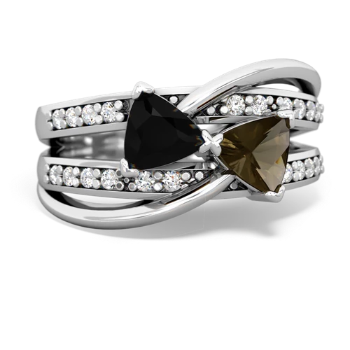 onyx-smoky quartz couture ring