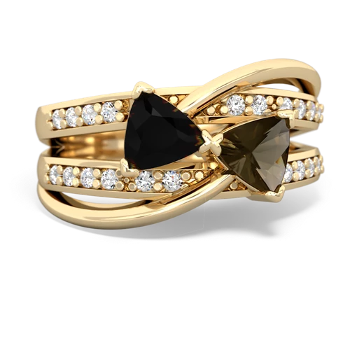 onyx-smoky quartz couture ring