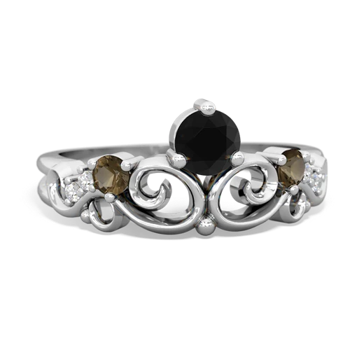 onyx-smoky quartz crown keepsake ring