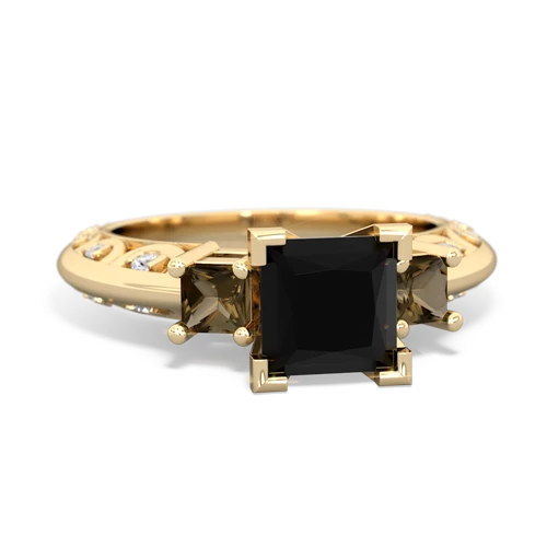 onyx-smoky quartz engagement ring