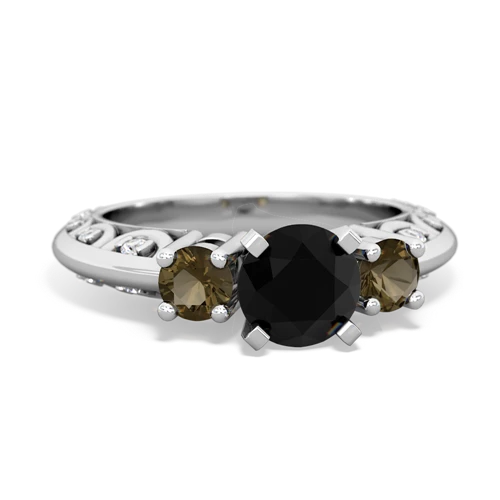 onyx-smoky quartz engagement ring