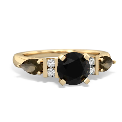 Black Onyx Genuine Black Onyx with Genuine Smoky Quartz and Lab Created Ruby Engagement ring Ring