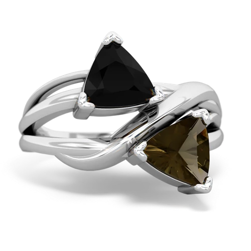 onyx-smoky quartz filligree ring