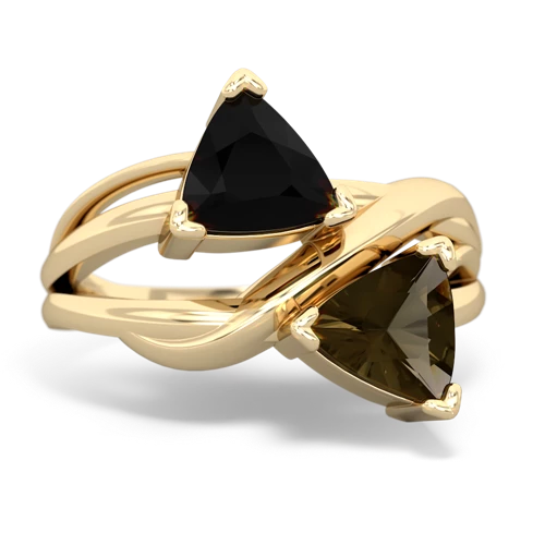 onyx-smoky quartz filligree ring