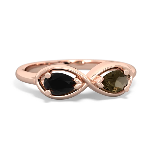 onyx-smoky quartz infinity ring