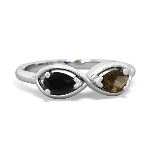 onyx-smoky quartz infinity ring