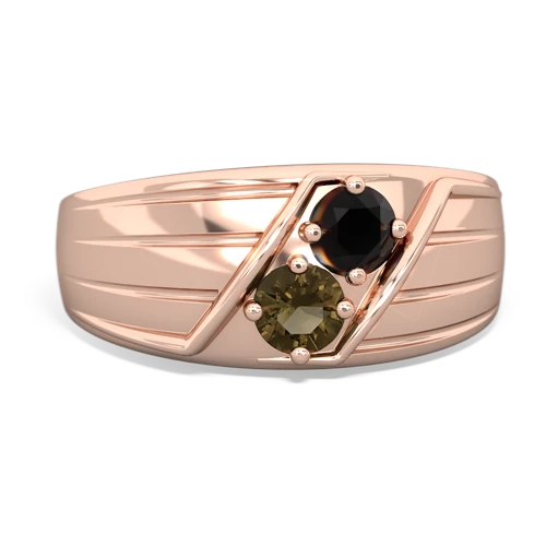 onyx-smoky quartz mens ring