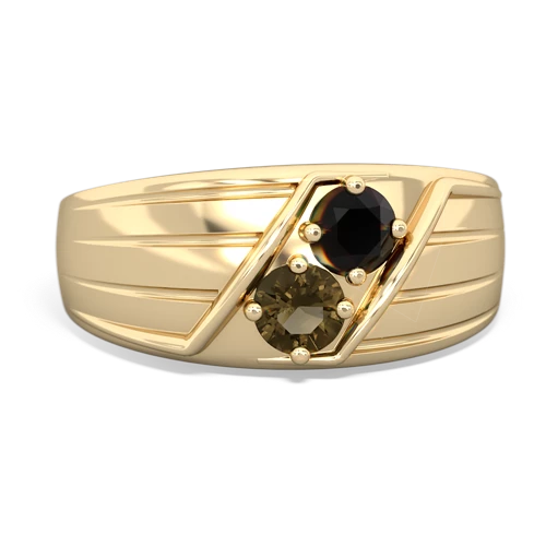 onyx-smoky quartz mens ring