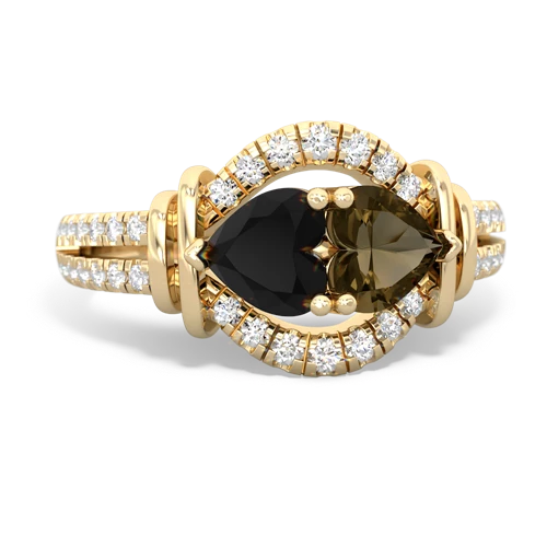 onyx-smoky quartz pave keepsake ring