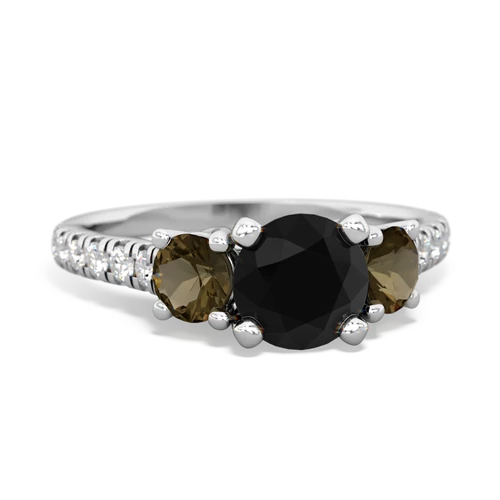 onyx-smoky quartz trellis pave ring