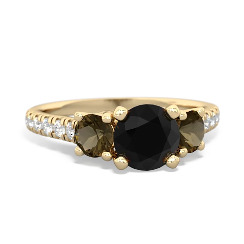 onyx-smoky quartz trellis pave ring