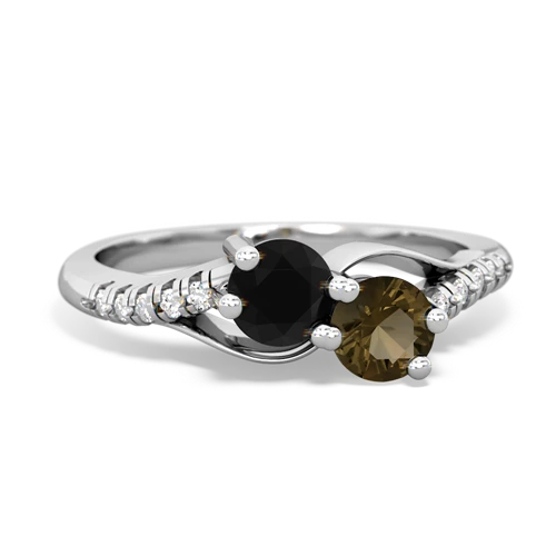 onyx-smoky quartz two stone infinity ring