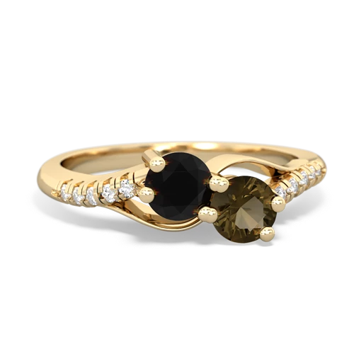 onyx-smoky quartz two stone infinity ring