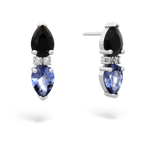 onyx-tanzanite bowtie earrings