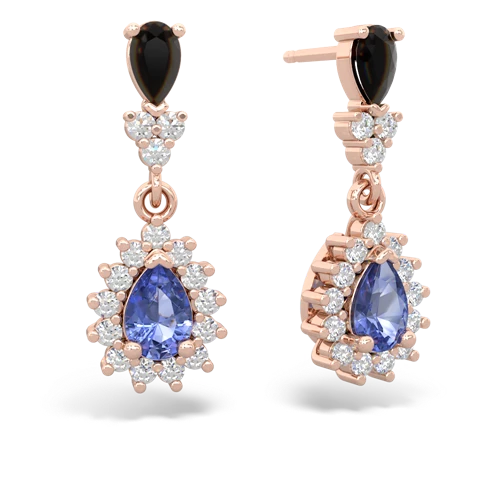 onyx-tanzanite dangle earrings