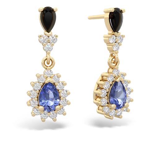 onyx-tanzanite dangle earrings