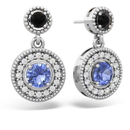 onyx-tanzanite halo earrings