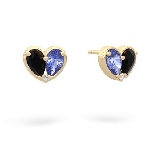 onyx-tanzanite one heart earrings