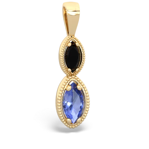 Black Onyx Genuine Black Onyx with Genuine Tanzanite Antique-style Halo pendant Pendant