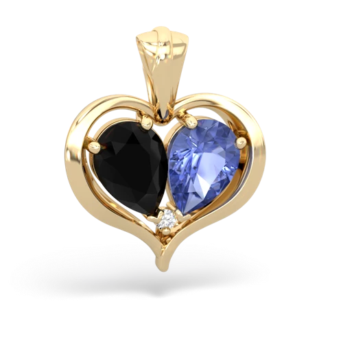 onyx-tanzanite half heart whole pendant