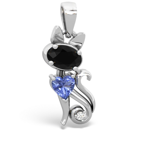 onyx-tanzanite kitten pendant