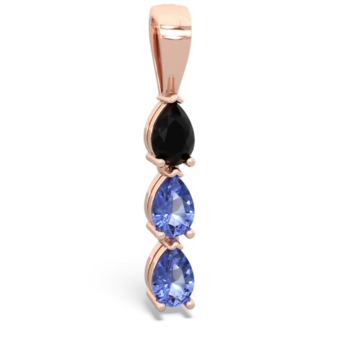 onyx-tanzanite three stone pendant