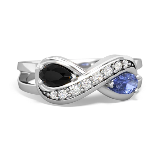 Black Onyx Genuine Black Onyx with Genuine Tanzanite Diamond Infinity ring Ring