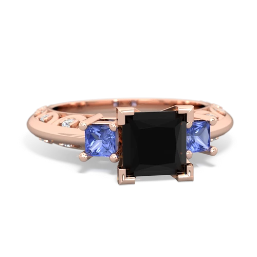Black Onyx Genuine Black Onyx with Genuine Tanzanite and  Art Deco ring Ring