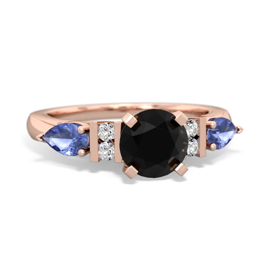Black Onyx Genuine Black Onyx with Genuine Tanzanite and  Engagement ring Ring