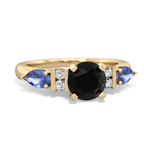 Black Onyx Genuine Black Onyx with Genuine Tanzanite and Genuine Garnet Engagement ring Ring