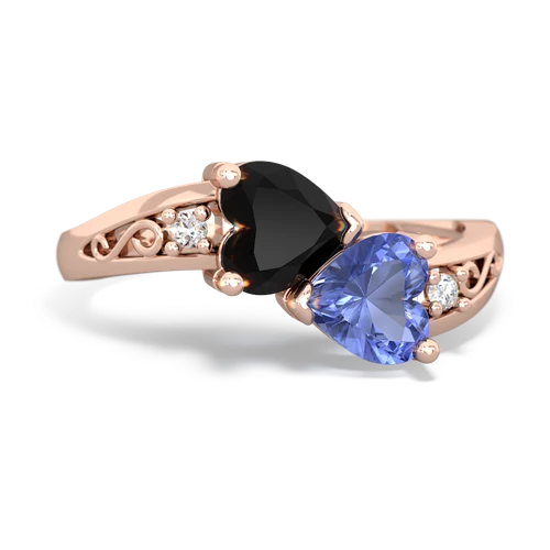 onyx-tanzanite filligree ring