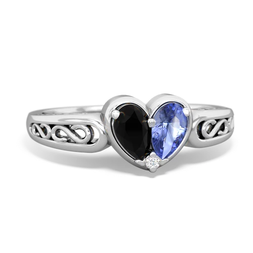 onyx-tanzanite filligree ring