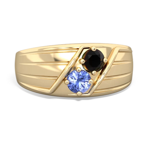 Black Onyx Genuine Black Onyx with Genuine Tanzanite Art Deco Men's ring Ring